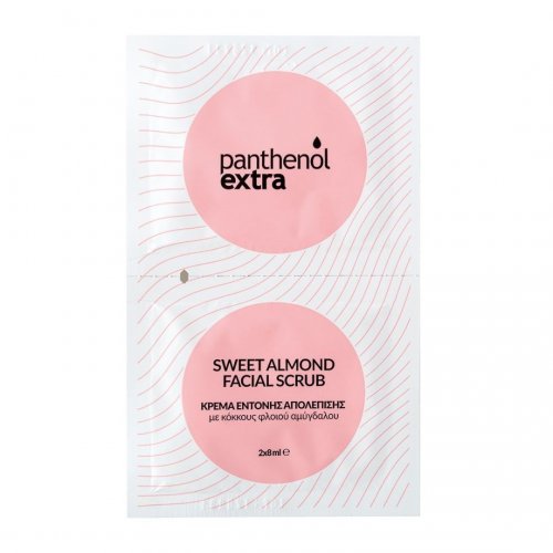 Panthenol Extra Sweet Almond Facial Scrub Κρέμα Έντονης Απολέπισης με Κόκκους Φλοιού Αμύγδαλου 2x8ml